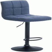 Décoshop26 - Tabouret de bar x1 style contemporain en tissu matelassé bleu cadre métal noir 10_0005820 - bleu métal 3000265237941