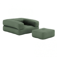 FAUTEUIL FUTON STANDARD CONVERTIBLE CUBE CHAIR COULEUR VERT OLIVE