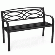 Helloshop26 - Banc de jardin 116 x 49 x 83 cm assise spacieuse et confortable style moderne en métal noir 20_0010538 - noir métal 3000226228278