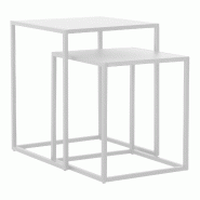 Helloshop26 - Set de 2 tables gigognes pour salon acier blanc mat 03_0010608 - 3000225307813