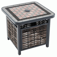 Helloshop26 - Table d'appoint carrée 55 x 55 x 50 cm avec trou pour parasol design moderne en résine noire et marron 20_0013992 - noir métal 300022
