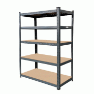 METRO PROFESSIONAL Étagère pour charges lourdes, métal/bois, 90 x 45 x 180 cm, capacité de 265 kg par niveau, gris - gris 4067373500540