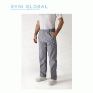 Pantalon de travail pied de poule unisexe en coton - Ceinture élastique, 3 poches - Modèle OURAL ROBUR_0