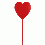 Pics décoratifs coeur métal rouge Long. 25cm  - par 18