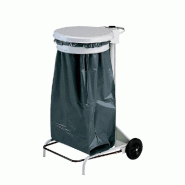 Poubelle mobile à pédale Collecroule 110L - Acier poudré anti-UV - Blanc
