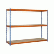 PROREGAL Étagère pour charges lourdes WOOD BEAST THREE | HxLxP 150x120x75cm | 3 niveaux | Charge du compartiment 600kg | Bleu-Orange - bleu métal P PROREGAL Étagère pour charges lourdes WOOD BEAST THREE | HxLxP 150x120x75cm | 3 niveaux | Charge du compartiment 600kg | Bleu-Orange - bleu métal P
