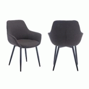 SalesFever Ensemble de 2 fauteuils | Housse en tissu bouclé | Pieds de chaise en métal | L 64 x P 59 x H 86 cm | anthracite – noir mat - multicolo SalesFever Ensemble de 2 fauteuils | Housse en tissu bouclé | Pieds de chaise en métal | L 64 x P 59 x H 86 cm | anthracite – noir mat - multicolo