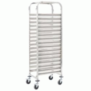 VidaXL Chariot De Cuisine Pour 16 Plateaux 38x55x163 Cm Inox - argenté 8719883571683 VidaXL Chariot De Cuisine Pour 16 Plateaux 38x55x163 Cm Inox - argenté 8719883571683