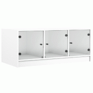 VidaXL Table basse avec portes en verre blanc 102x50x42 cm Modèle Atlas Infinite Creator - 836413