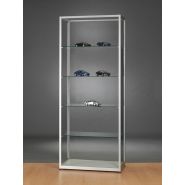Vitrine d'exposition argent l 80 cm avec portes laterales et verre trempé_1
