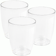 WellHome - Lot de 3 pots 1,4 L Coubi Ø13,2 cm chacun, coloris transparent - transparent plastique PK4596