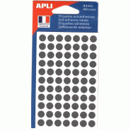 Apli Lot de 5 Etui de 462 pastilles adhésives grises, diam. 8 mm (6 feuilles / cdt) - 3270241022193