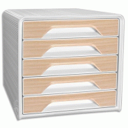 CEP Bloc de classement Smoove Silva, 5 tiroirs 24x32 fermés, coloris blanc/hêtre - 3462159017754