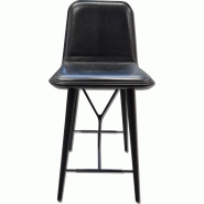 Chaise de restauration - Hauteur Haute (H=950-1150mm) - Skaï Noir Fredericia SPINE BARSTOOL (Hauteur assise = 685mm)