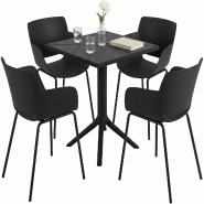 CLP Salon de jardin Norva avec 4 chaises Plastique HBT: 80x168x168 cm Noir - noir 328141