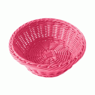 Corbeille effet osier PP rose Ø20x8cm - par 12