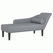 Décoshop26 - Méridienne chaise longue canapé pour intérieur avec coussins en tissu gris clair DEC026073 - gris 3000255607594
