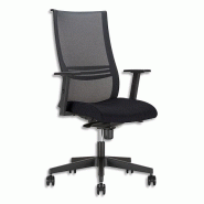 Fauteuil altum dossier résille assise tissu noir, mécanisme synchrone, avec accoudoirs réglables 2d