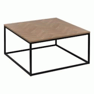 FIVE Table basse en métal noir et plateau aspect chevron 80 x 80 cm - noir JJ6158 FIVE Table basse en métal noir et plateau aspect chevron 80 x 80 cm - noir JJ6158