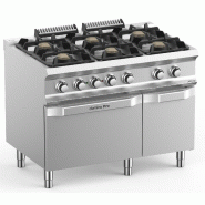 Fourneau professionnel a gaz 6 feux vif 5,5 kw sur four electrique ... - PFB711AFEXS