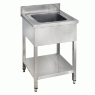 GastroHero Table de lavage Basic 6x7 avec 1 cuve, dosseret et étagère inférieure - inox SPT-BASIC6X7