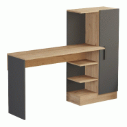 Helloshop26 - Bureau table poste de travail avec armoire intégrée 120 x 153 x 40 cm effet chêne anthracite 03_0009072 - 3000224495078