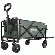 Helloshop26 - Chariot de transport pliable à roulettes 76 x 48 x 92 cm capacité 72 L poches pratiques contemporain en polyester vert - 3000276082301