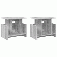 Helloshop26 - Lot de 2 meubles TV rectangulaires modernes 50 x 35 x 45 cm rangement élégant en bois d'ingénierie gris sonoma 02_0054726 - gris Bois