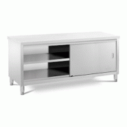 Helloshop26 - Meuble bas en acier inoxydable plan de travail cuisine armoire avec portes coulissantes (capacité de 600 kg, acier 14_0005089 - 3000228 Helloshop26 - Meuble bas en acier inoxydable plan de travail cuisine armoire avec portes coulissantes (capacité de 600 kg, acier 14_0005089 - 3000228