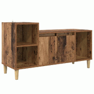 Helloshop26 - Meuble TV rectangulaire ancien pratique avec 2 portes 100 x 35 x 55 cm en bois d'ingénierie bois ancien 02_0052693 - Bois massif 300023