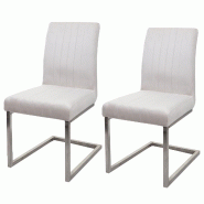 Mendler Lot de 2 chaises cantilever HWC-L14, chaise visiteur chaise de conférence, velours inox brossé ~ crème-blanc - blanc textile 98098