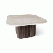 Now's Home - Table Basse Carre Effet Travertin Naturel/noyer 80x80x36cm Esther - 3256390252285 Now's Home - Table Basse Carre Effet Travertin Naturel/noyer 80x80x36cm Esther - 3256390252285