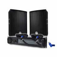 Pack Sono DJ BM SONIC Amplificateur BMS1000 1000W, Paire d'Enceintes Passives BMS08 2x300W, Câbles, Sonorisation PRO+Clé 32G - 3666638038302