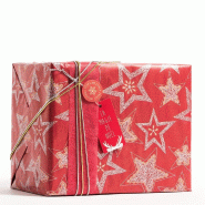 Papier cadeau étoiles dentelles - Papier kraft vergé 60g/m² - 0,70x100m - Rouge traditionnel