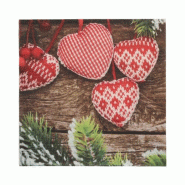 Papstar Serviettes 300, 3-épaisseur pliage 1/4 33 cm x 33 cm "Mes Coeurs" - rouge papier 89511