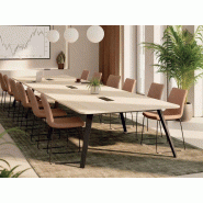 Table de réunion Altitude XL en mélaminé avec trappes passe-câbles