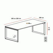 Table de réunion design Star - Mobel Linea - Argent Ral 9006, 220, Acacia clair_0