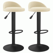 VidaXL Tabourets De Bar Lot De 2 Crème Velours - beige 333600