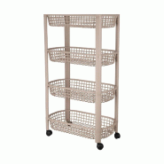 WellHome - Chariot de cuisine à 4 roues, beige, 46,5 x 26 x 7,88 cm - beige plastique polypropylène WH15203 WellHome - Chariot de cuisine à 4 roues, beige, 46,5 x 26 x 7,88 cm - beige plastique polypropylène WH15203