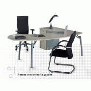 Bureau avec convivialité et caisson ROCK 3 - Mobel Linea - Argent Ral 9006, 200, Chêne moyen , Gauche, 4 tiroirs_0