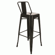 Chaise de bar empilable d'intérieur Chicago style industriel acier noir - par 4