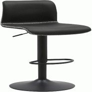 Décoshop26 - Tabouret de bar x1 avec coutures contrastées repose-pieds hauteur réglable en similicuir noir structure métallique 10_0005630 - noir