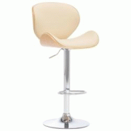 Décoshop26 - Tabouret de bar x1 chaise haute design rétro en PVC crème et acier DEC029465 - 3000257387494