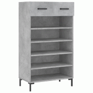Helloshop26 - Armoire à chaussures moderne style industriel rangement 60 x 35 x 105 cm en bois gris béton 02_0048722 - gris Bois massif 3000235441651