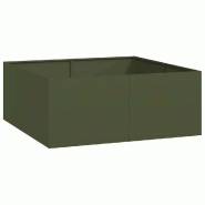 Helloshop26 - Jardinière carrée design moderne balcon jardin 100 x 100 x 40 cm en acier vert olive 02_0051597 - vert acier 3000237001426
