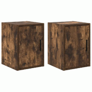 Helloshop26 - Lot de 2 armoires murales garage rangement 30 x 30 x 41 cm en bois d'ingénierie chêne fumé 02_0051409 - Bois massif 3000236898492