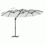Helloshop26 - Parasol inclinable grand format extérieur 372 x 198 x 243 cm design moderne anti-UV robuste en polyester sable 02_0058747 - aluminium 3