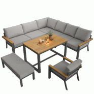 Merax ensemble de chaises de jardin, 7-8 personnes, 7-pièces, gris - gris multi-matériau HW26013AAG