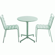Oviala Business Ensemble table de jardin et 2 chaises en métal vert sauge - vert acier 114702