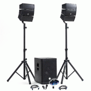 Pack Sono DJ 1000W complet BM SONIC BMS-12-ARRAY-BT Enceintes satellites SUB 31cm USB/Bluetooth, Supports Câbles, Jeu de lumière - 3666638039439